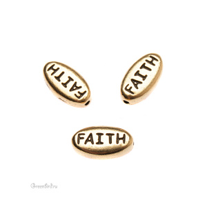 Бусина "Faith", ант. золото, 1 шт. (#TC-5645-26)