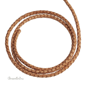 Плетеный шнур "Бежевый" 4 мм, 1 метр (BC04NA25)