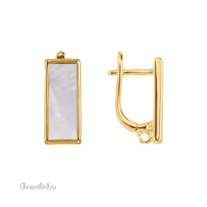 Швензы с английским замком 18x8 мм, перламутр, золото, пара (#SV1701-3058G)