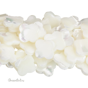 Бусина "Клевер" 15 мм, белый перламутр, 1 шт. (#SVA-PRL-054)