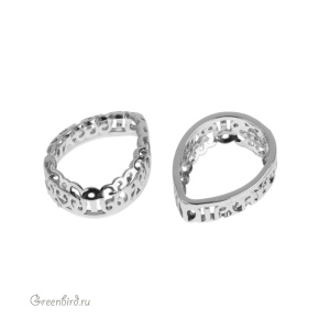 Оправа для кристаллов Pear 14х10 мм, родий, 1 шт. (#002RHOD)