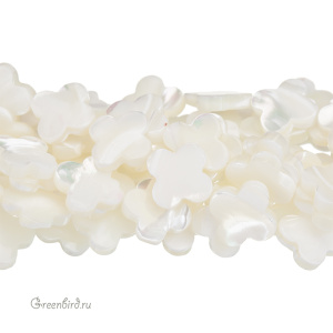 Бусина "Клевер" 12 мм, белый перламутр, 1 шт. (#SVA-PRL-053)