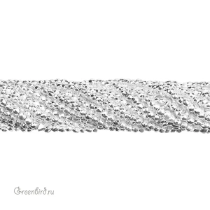 Бусины Геметин 2 мм, граненые, цвет: серебро, нить (#SV-HMT-22)