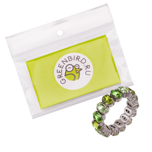 Набор для создания кольца из кристаллов CRYSTALBIRD, зеленый микс, родий