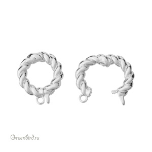 Бейл-замочек "Плетение", родий, 1 шт. (#SVA-BAIL-62R)