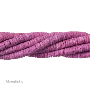 Бусины-диски 5х2 мм, яркий розовый ракушечник, нить (#SVA-SHELL-15)