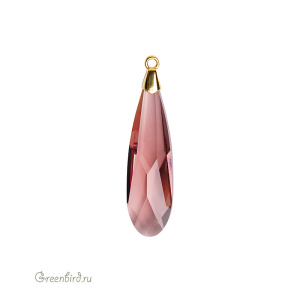 Swarovski 6533 подвеска Капля с бейлом 17,5 мм, золото, нежно-розовый (#257), 1 шт.