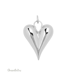 Подвеска "Сердечко-капля" 38 мм, родий, 1 шт. (#SV1701-Pendant-92R)