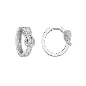 Серьги-кольца "Узел", фианиты, родий, пара (#SV1701-1530R)