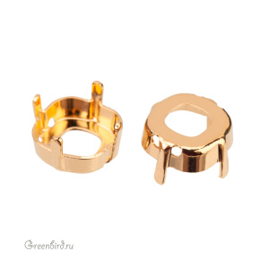 4483 Оправа для Thin Cushion Fancy Stone 10 мм, томпак/золото