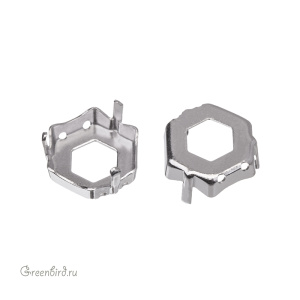 4683 Оправа для ювелирного кристалла Thin Hexagon FS 12х13,5 мм, белая бронза