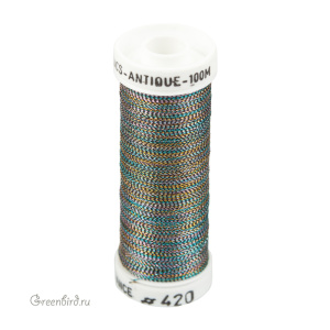 Металлизированная нить AVAS Antique, тройной меланж/черный, 100 м (#420)