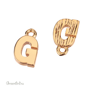 Подвеска буква "G", золото, 1 шт. (#SVA-LG-G)