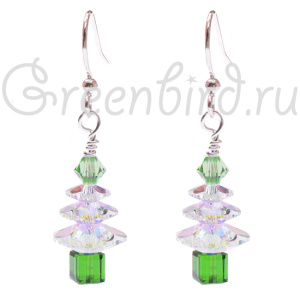 Новогодний набор "Елочки маленькие" crystal/peridot #NYK-07 Новогодний набор "Елочки маленькие" crystal/peridot #NYK-07