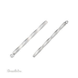 Подвеска "Витая", матовый родий, 1 шт. (9M1086), Корея