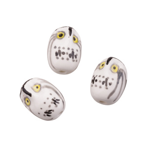 Бусина керамика "Сова" 21х16 мм, белый, 1 шт. (#SVA-CRM-78)
