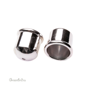 Концевик "Купол" большой, родий, 1 шт. (#TC-0222)