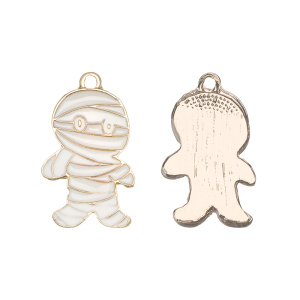 Подвеска "Мумия", эмаль, белый, золото, 1 шт. (#CN-PN-216)