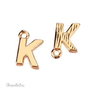 Подвеска буква "K", золото, 1 шт. (#SVA-LG-K)