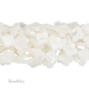 Бусина "Клевер" 10 мм, белый перламутр, 1 шт. (#SVA-PRL-052)