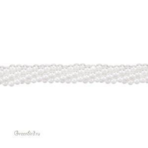 Жемчуг Crystalbird, круглый, 4 мм, Snow White, нить (#01)