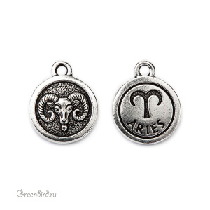 Подвеска "Овен", ант. серебро, 1 шт. (#TC-2470-12)