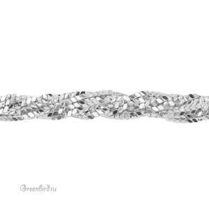 Бусины Геметин 3 мм, граненые кубики, цвет: серебро, нить (#SV-HMT-63)