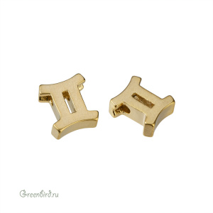 Бусина фигурная "Зодиак - Близнецы", матовое золото, 1 шт. (9JJ264), Корея