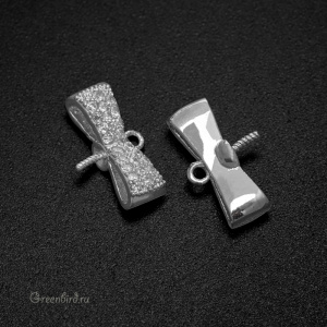 Подвеска для вклеивания с фианитами "Бантик", родий, 1 шт. (#SVA-FIAN-842R)