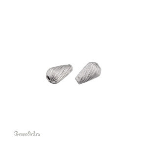 Бусина "Капля", матовый родий, 1 шт. (9M255), Корея