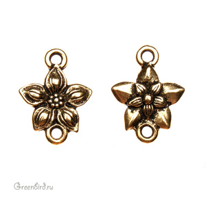 Коннектор "Жасмин", ант. золото, 1 шт. (#TC-3059)