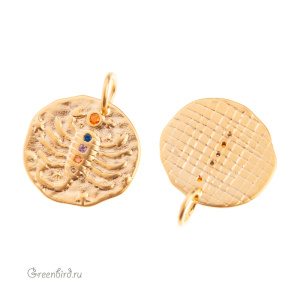 Подвеска с цветными фианитами "Зодиак - Скорпион", золото, 1 шт. (#SVA-ZOD-08G)
