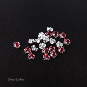 53100 Roses Montees SS12 (3мм) в оправе, серебро – Scarlet (#276)