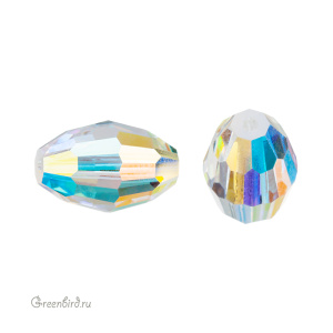 5200 Бусина-бочонок Elongated Bead 12х8mm – Crystal AB (#001AB)