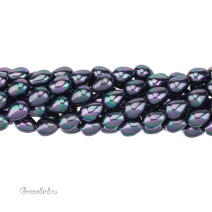 Жемчуг "Майорка" капля 15 x 12 мм, черный/скарабей, нить (#Maj-119)