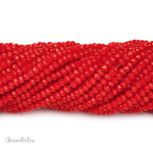 Бусины граненые рондели "Мини", оранжево-красный, нить (#SVAB155)