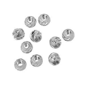 Бусина "Рифленая" 4 мм, родий, уп.10 шт. (#CN-BM-017R)