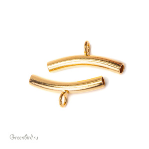 Металлическая трубочка 26 мм с петелькой, золото, 1 шт. (#TUB07GP-1R)