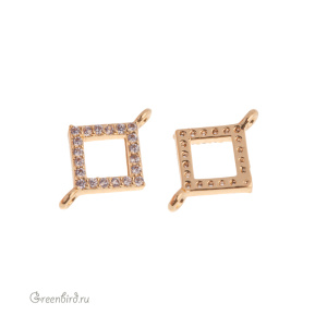 Коннектор с фианитами "Ромб", золото, 1 шт. (#SVA-FIAN-1003G) Коннектор с фианитами "Ромб", золото, 1 шт. (#SVA-FIAN-1003G)