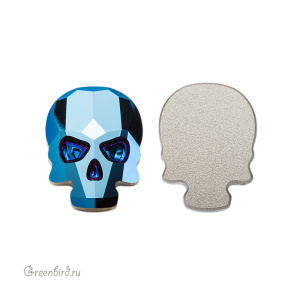 2856 Кристалл холодной фиксации Skull 18x14 мм – Metallic Blue (#001METBL)
