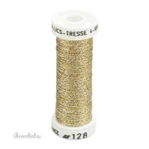 Металлизированная нить Tresse #4 AVAS, меланж желтый/серебро, 10 м (#4-128)