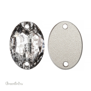 3210 Oval Sew-on Stone 16х11 мм – Crystal Silver Patina (#001SILPA)