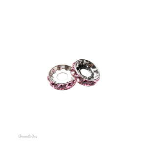 Swarovski 1088 Рондель 13 мм, серебро, светло-розовый (#COL-03), 1 шт.
