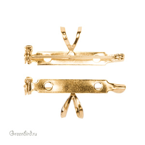 Основа для броши/кулона с петлями, 32 мм, золото, 1 шт. (#BBP134G)