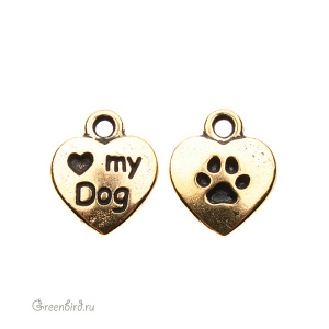 Подвеска "Люблю свою собаку", ант. золото, 1 шт. (#TC-2200)