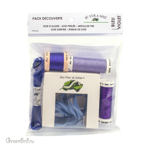 Набор ниток AVAS с шелковой лентой, Bleu Violet Набор ниток AVAS с шелковой лентой, Bleu Violet