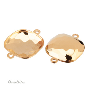 4483 Оправа-коннектор для Thin Cushion Fancy Stone 14 мм, томпак/золото