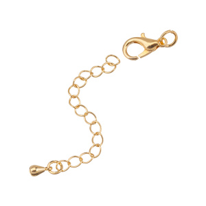 Замок-лобстер 12 мм с удлинителем, золото, 1 шт. (#SV1701-JS-12G)