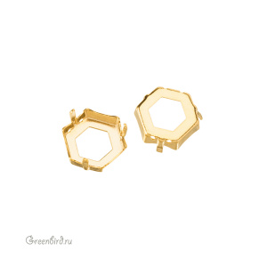 4683 Оправа для ювелирного кристалла Thin Hexagon FS 12х13,5 мм, золото