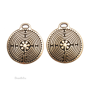 Подвеска "Лабиринт", ант. золото, 1 шт. (#TC-2325)